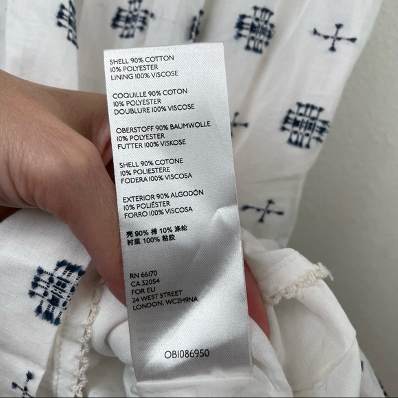 Anthropologie Blue/White Peasant Dress Size Medium - Picture 11 of 11